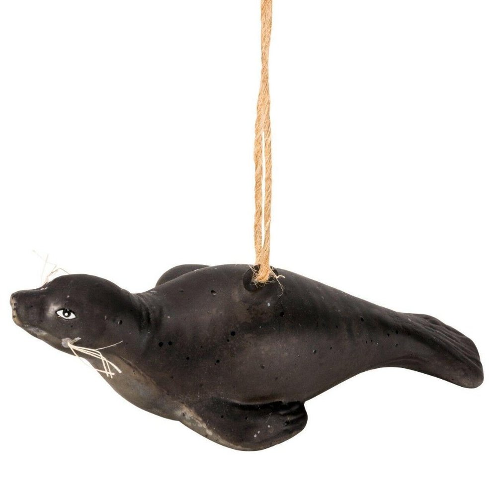 Primitives By Kathy SEAL GLASS ORNAMENT NEW